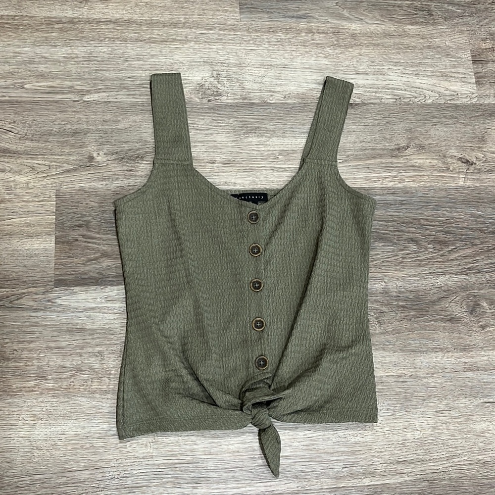 Green Sanctuary Tank Top with Buttons and Tie Women’s Size XS